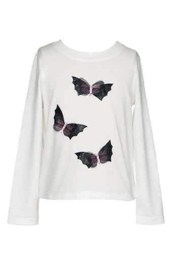 Truly Me Kids' 3D Butterfly & Bat Long Sleeve Cotton Graphic T-Shirt