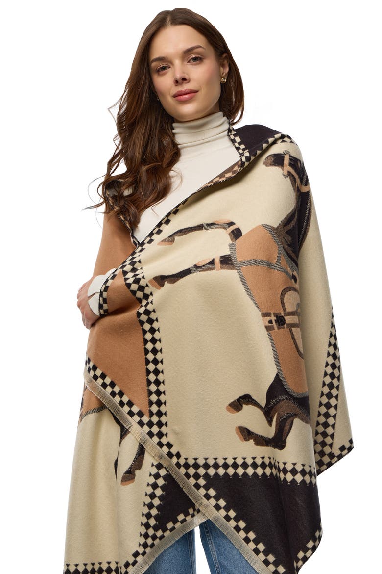 Galloping Horse Scarf, Alternate, color, BROWN