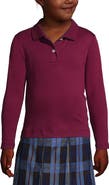Lands' End School Uniform Girls Long Sleeve Feminine Fit Interlock Polo Shirt