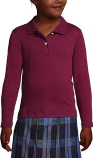 Lands' End School Uniform Girls Long Sleeve Feminine Fit Interlock Polo Shirt
