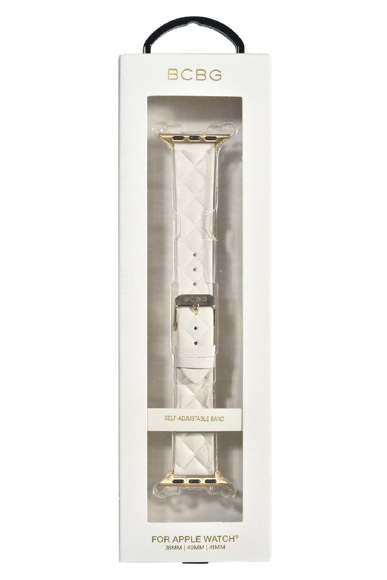 Quilted Faux Leather Watch Band, Alternate, color, CREAM