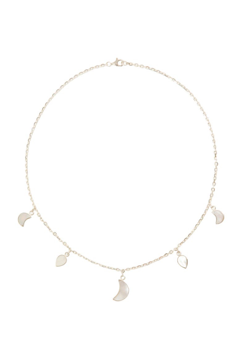 Petite Moon Necklace, Silver, Main, color, Silver