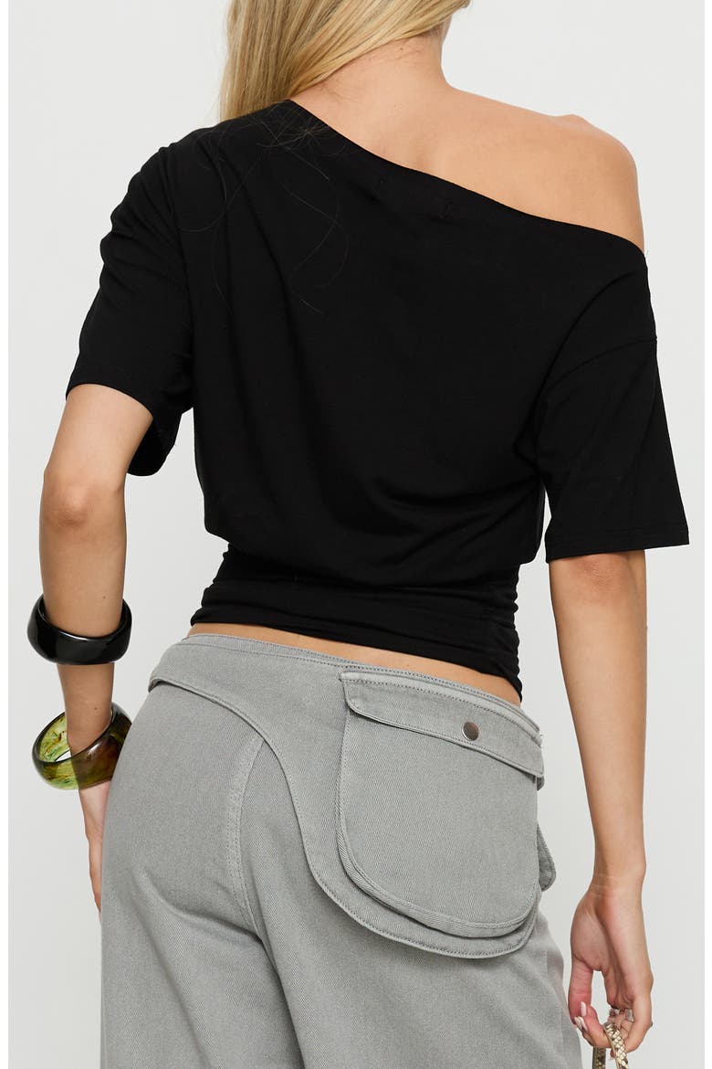 Ashlinn Off the Shoulder Drapey Top, Alternate, color, BLACK