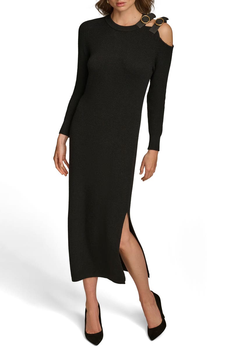 Donna Karan New York Belted Cutout Maxi Sweater Dress, Main, color, 