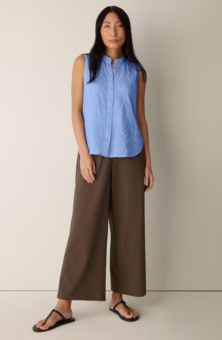 Eileen Fisher Mandarin Collar Sleeveless Button-Up Shirt, Alternate, color,