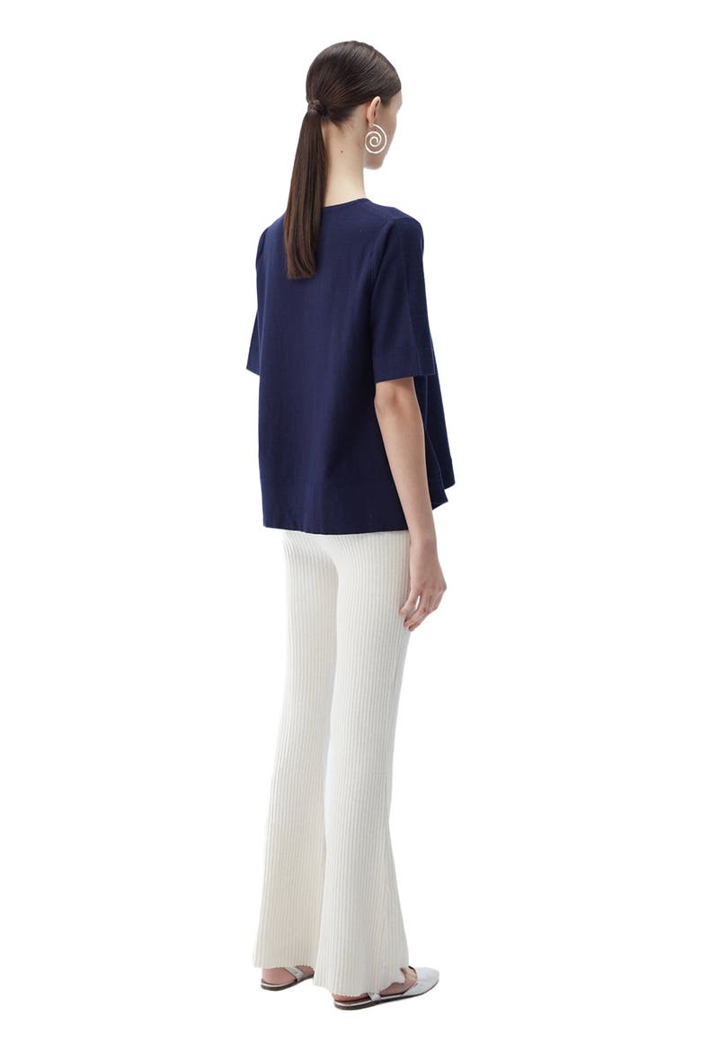 Box-Cut Cotton Silk Cashmere Blend T-Shirt, Alternate, color, navy