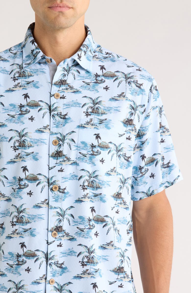 Tommy Bahama Coastal Ease Beachfront Paradise IslandZone<sup>®</sup> Short Sleeve Button-Up Shirt, Alternate, color, Dusty Larkspur