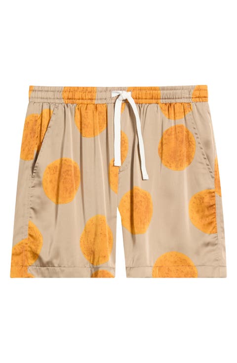 Curly Print Drawstring Shorts