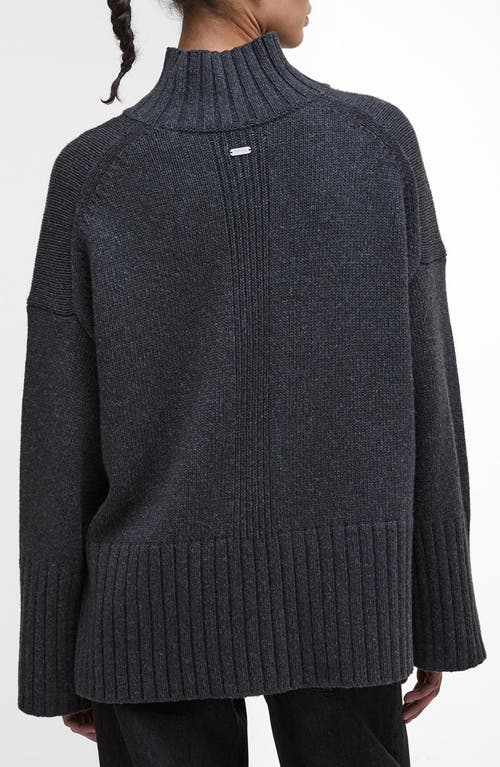 Barbour Serena Oversize Cotton & Wool Blend Mock Neck Sweater In Gray