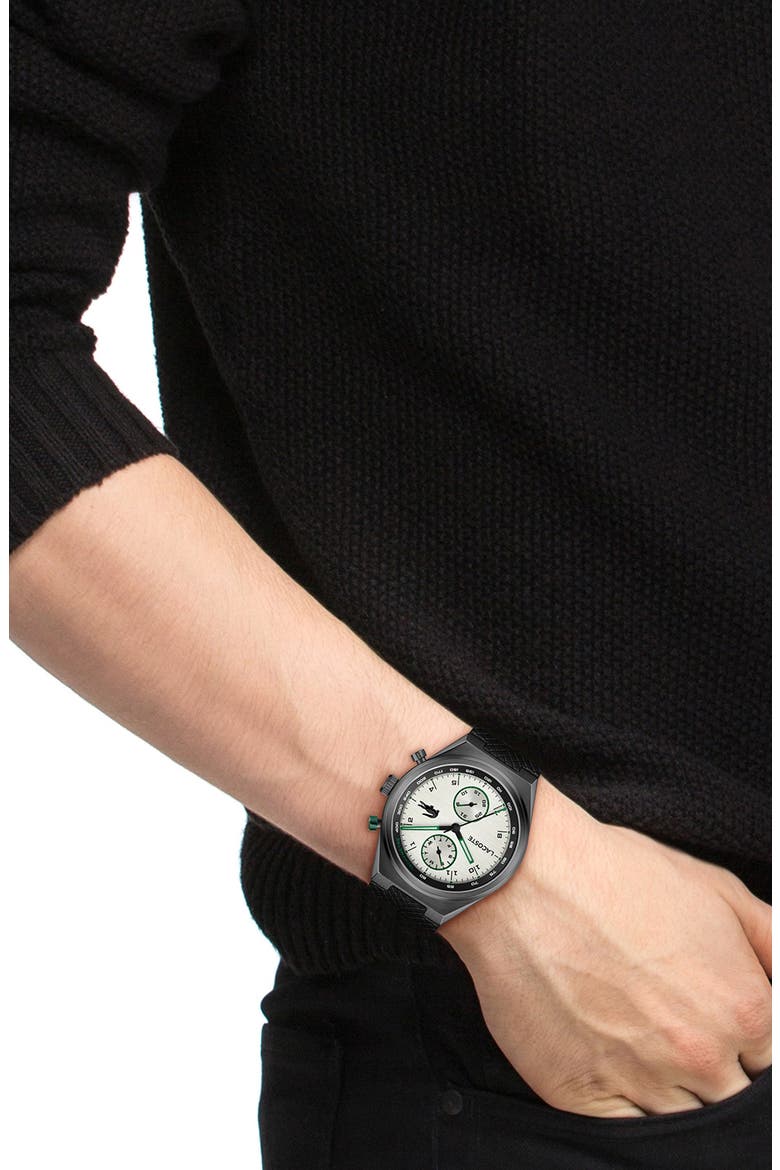 Line Racer Black Multifunction Silicone Strap Watch, 43mm, Alternate, color, BLACK/ WHITE