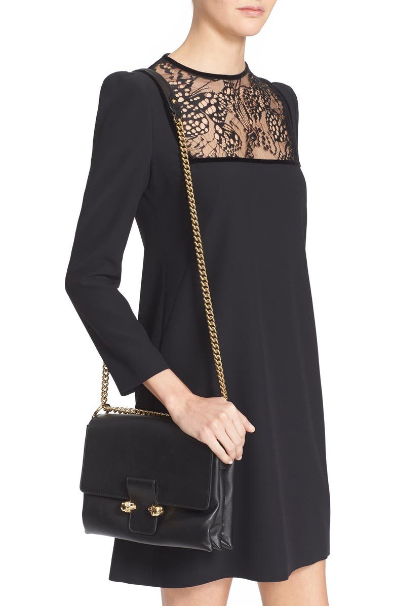 McQueen Alexander McQueen 'Medium Twin Skull' Flap Shoulder Bag, Alternate, color,