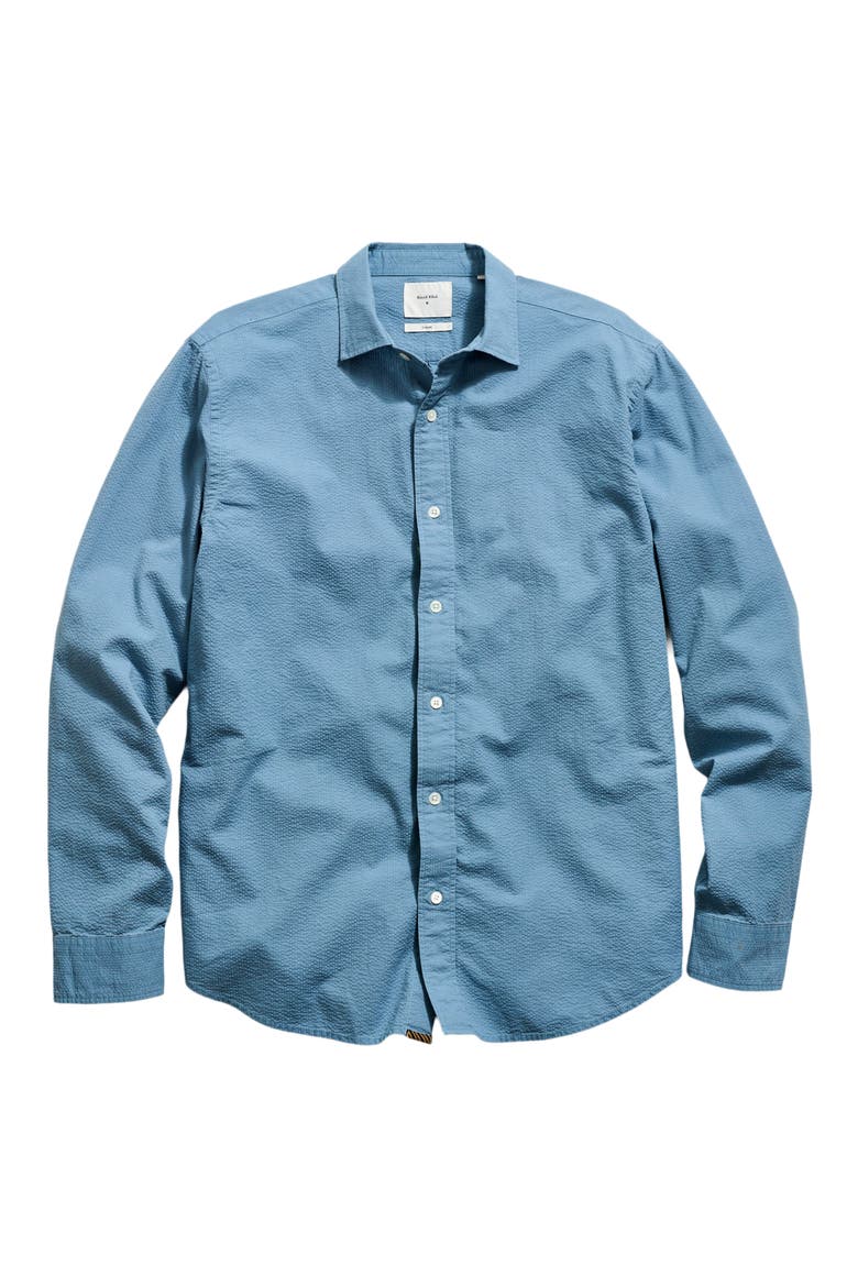 Cedar Seersucker Button-Up Shirt, Alternate, color, STEEL BLUE