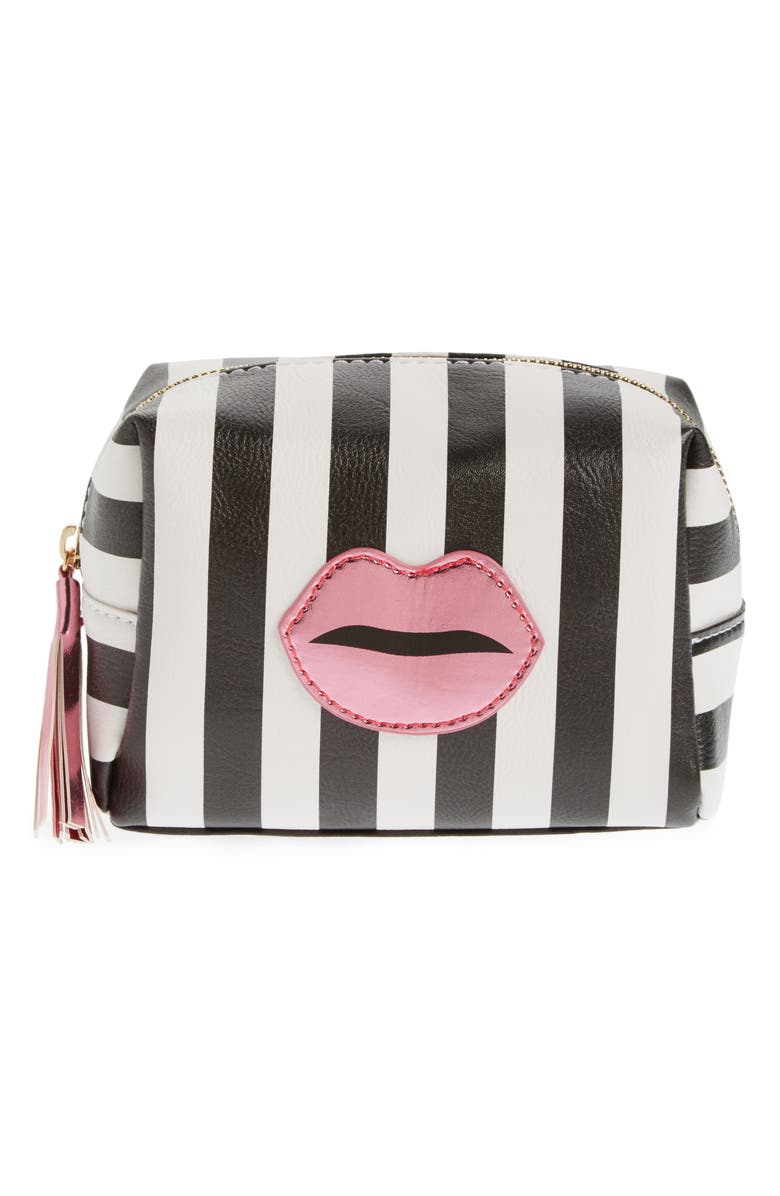 OMG Accessories OMG Metallic Lip Stripe Cosmetics Bag, Main, color,