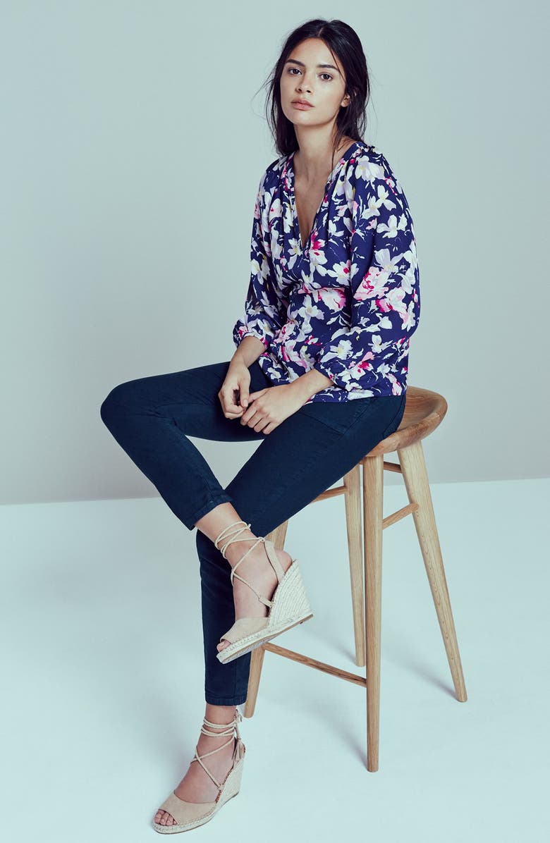 Joie 'McKenna' Floral Print Silk Blouse, Alternate, color, 