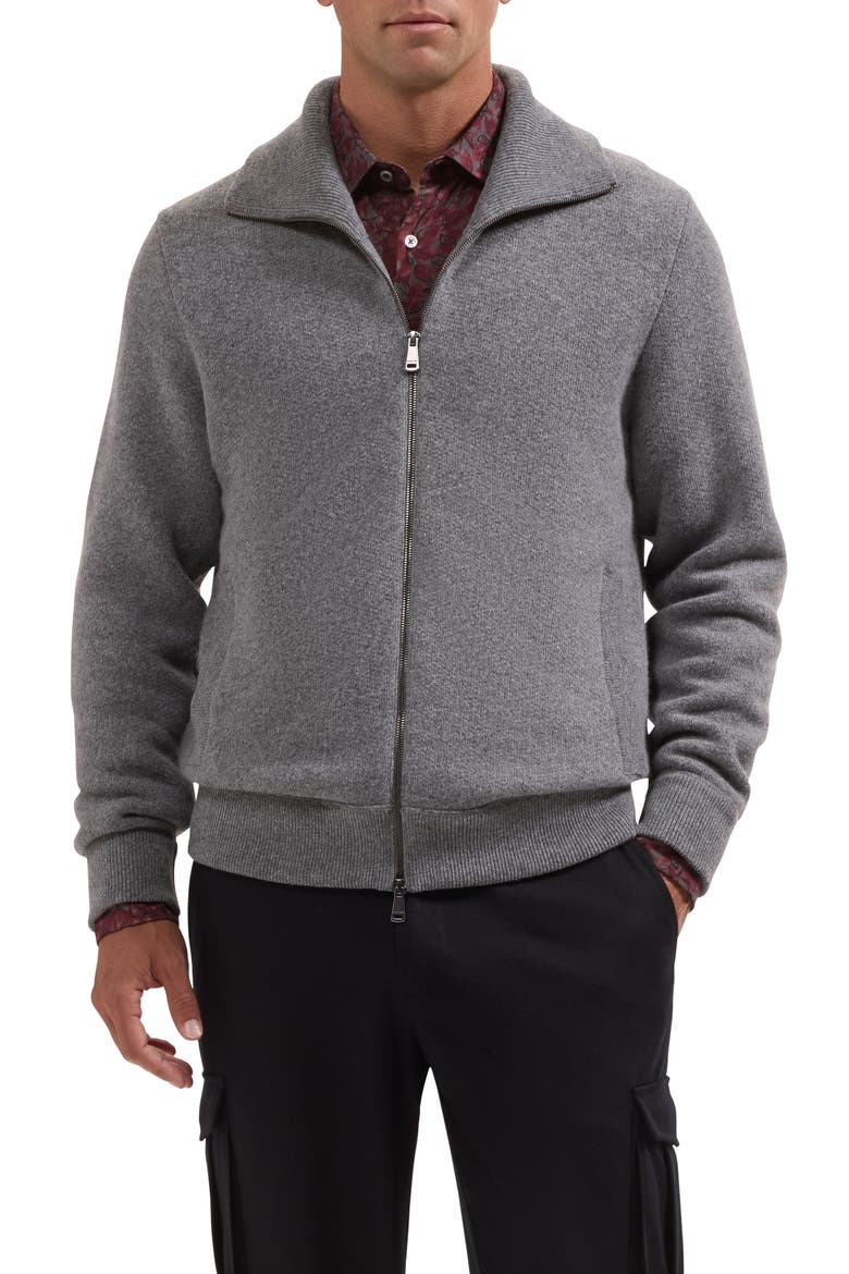 Wool Blend Full Zip Sweater Jacket, Main, color, GRAPHITE