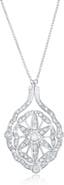 SOUZANA by Suzy Levian 18K White Gold 1cttw Diamond Compass Medallion Reversible Necklace