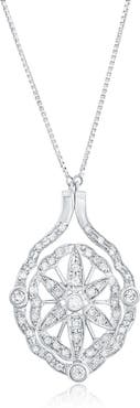SOUZANA by Suzy Levian 18K White Gold 1cttw Diamond Compass Medallion Reversible Necklace