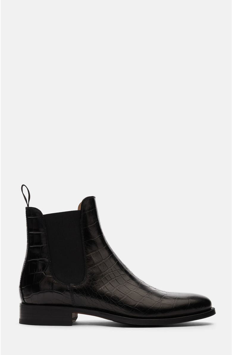 SCAROSSO Giancarlo Chelsea Boots, Alternate, color, Black - Croco-Printed Calf