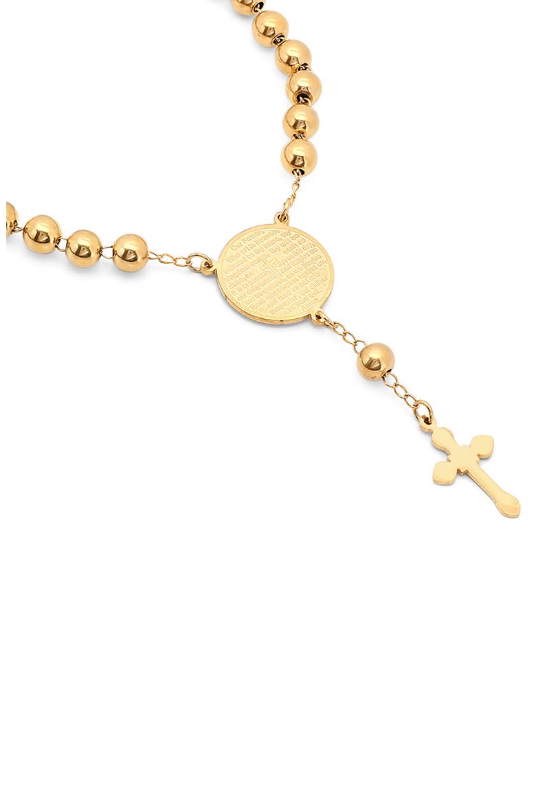 18K Rose Gold Plated Stainless Steel Prayer Cross Bracelet, Main, color, YELLOW