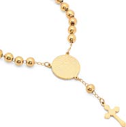 HMY JEWELRY 18K Rose Gold Plated Stainless Steel Prayer Cross Bracelet