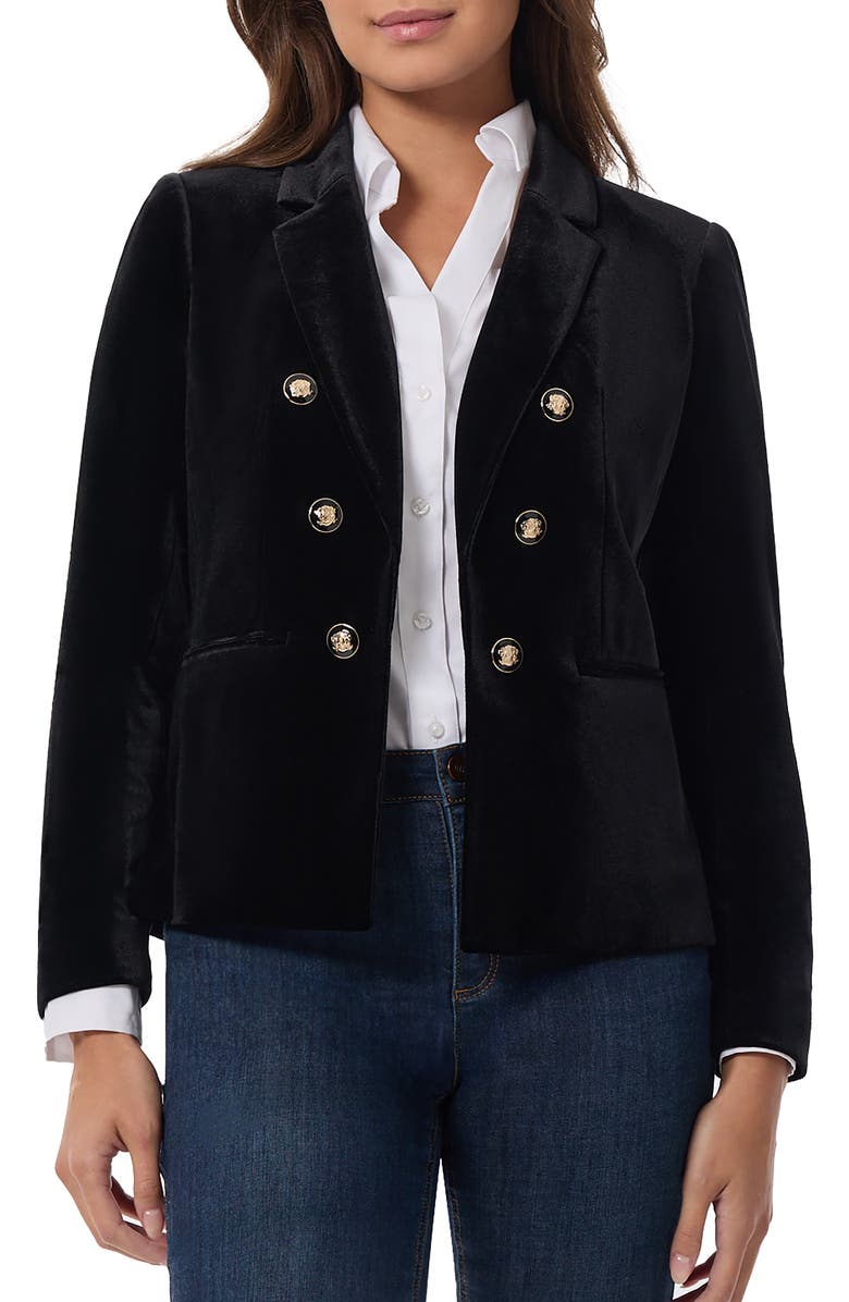Jones New York Double Breasted Velvet Blazer, Main, color, 