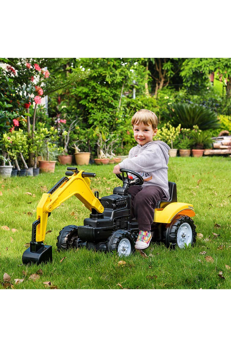 Kids Pedal Digger with Horn, Alternate, color, Yellow