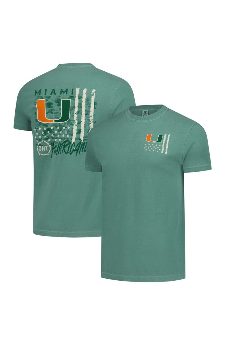 IMAGE ONE Men's  Green Miami Hurricanes Comfort Colors OHT Camo Overlay T-Shirt, Alternate, color, Green