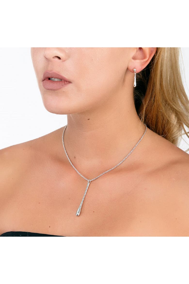 32" Long Drop Pendant, Alternate, color, Sterling Silver
