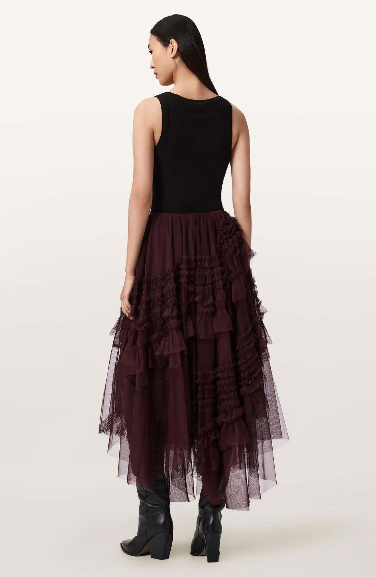 AllSaints Jen Asymmetric Hem Tulle Skirt (Women) | Nordstrom