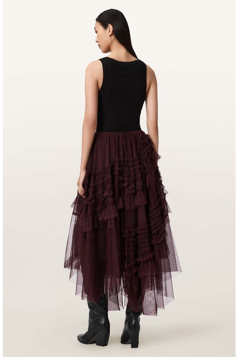 Jen Asymmetric Hem Tulle Skirt, Alternate, color, OXBLOOD RED