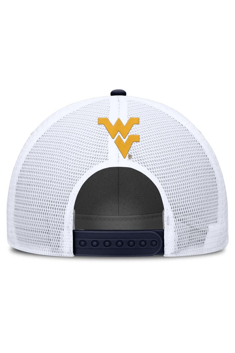 Men's Nike Navy/White West Virginia Mountaineers 2025 On-Field Rise Patch Trucker Adjustable Hat, Alternate, color, Navy
