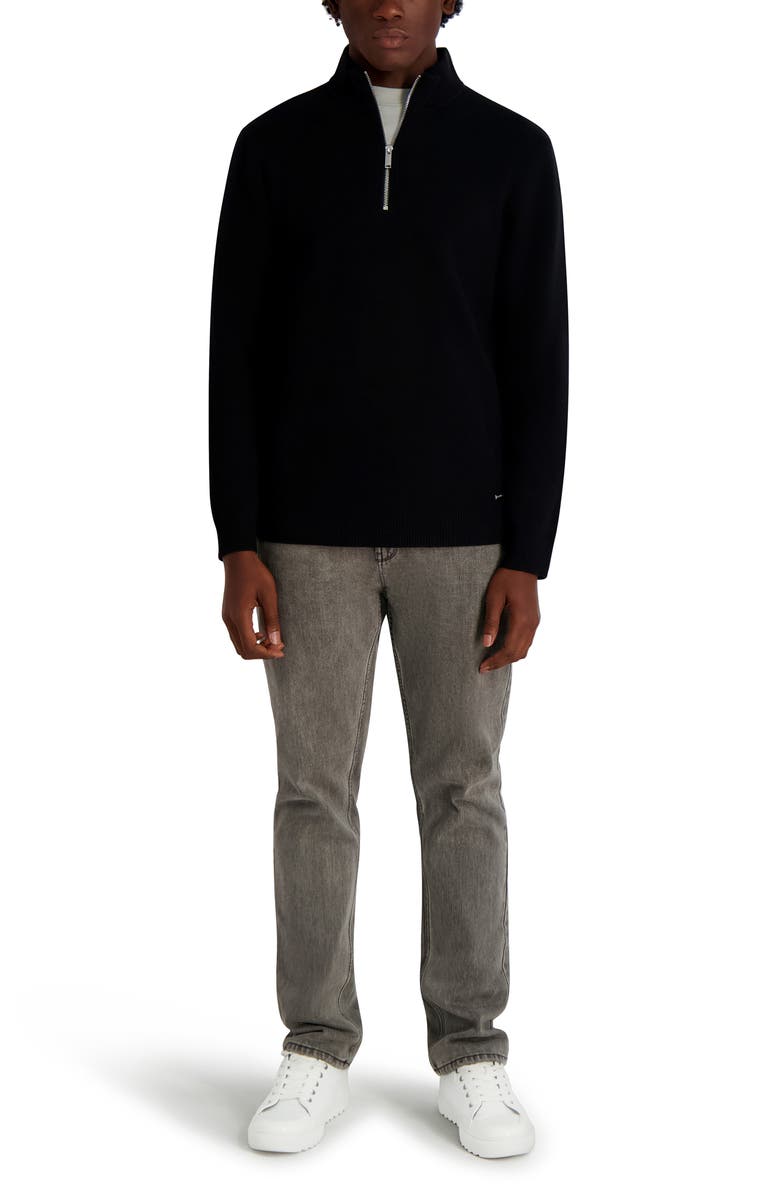 KARL LAGERFELD PARIS Quarter Zip Pullover, Alternate, color, Black
