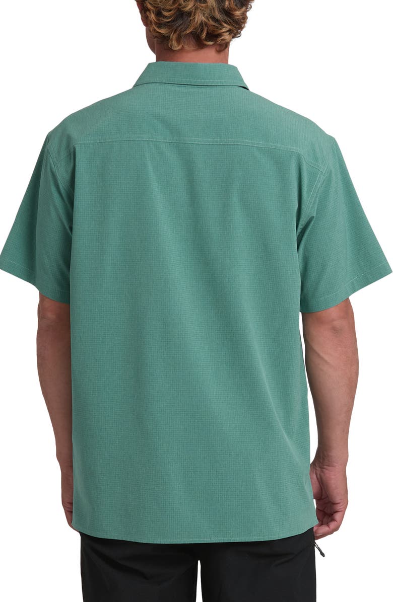 Billabong Surftrek Print Short Sleeve Button-Up Shirt, Alternate, color, Sea Green