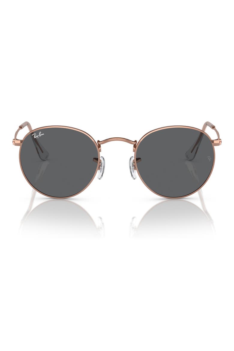 47mm Round Sunglasses, Main, color, DARK GREY/ ROSE GOLD