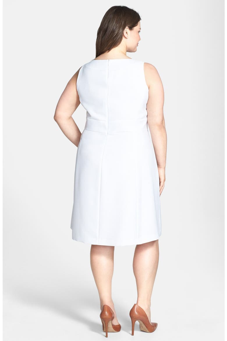 Textured Fit & Flare Dress, Alternate, color, WHITE