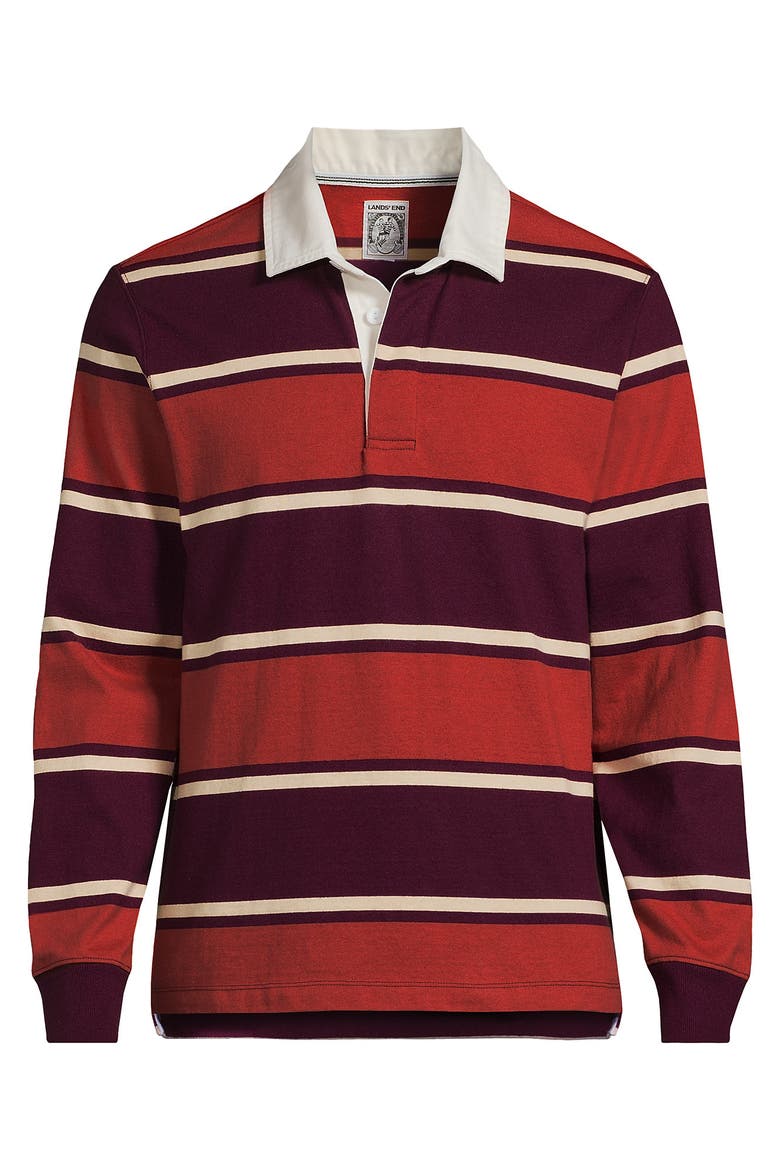 Long Sleeve Rugby Shirt, Alternate, color, Rich Burgundy/Bourbon Stripe