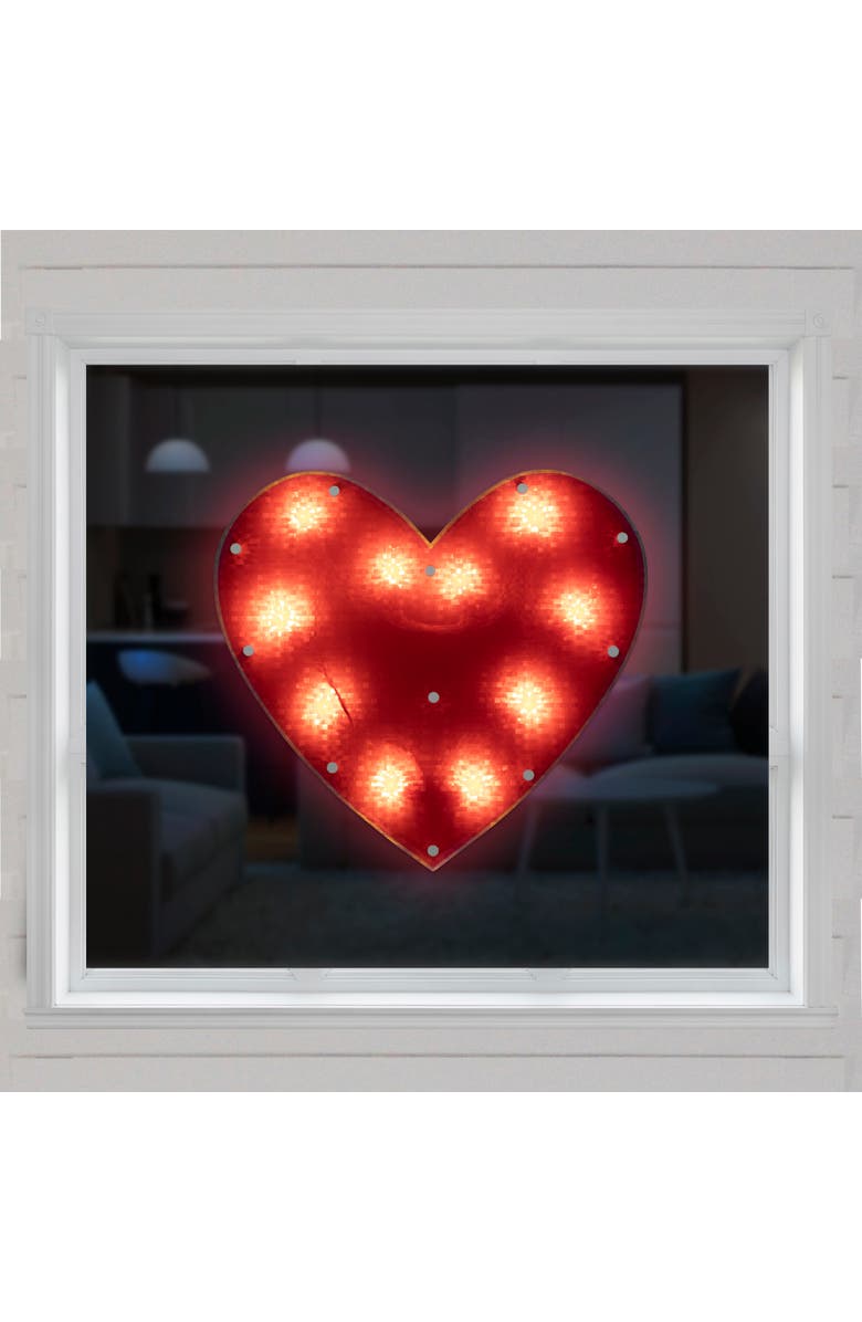 Northlight 13" Lighted Shimmering Red Heart Valentine's Day Window Silhouette, Alternate, color, Red