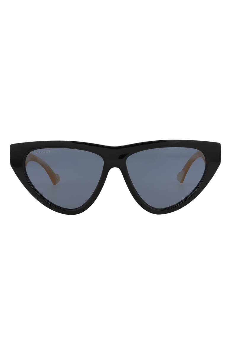 Gucci 58mm Cat Eye Sunglasses, Main, color, Black Black Grey