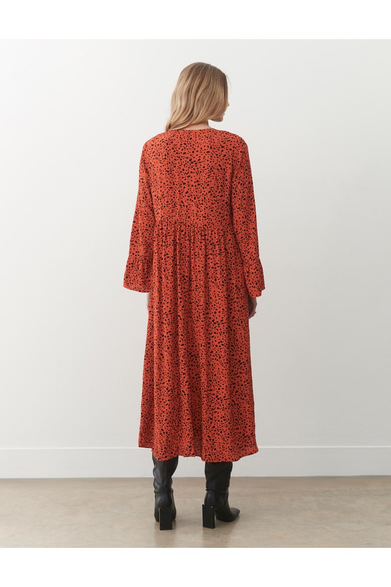 Laura V-Neck Animal Print Midi Dress, Alternate, color, Rust Animal