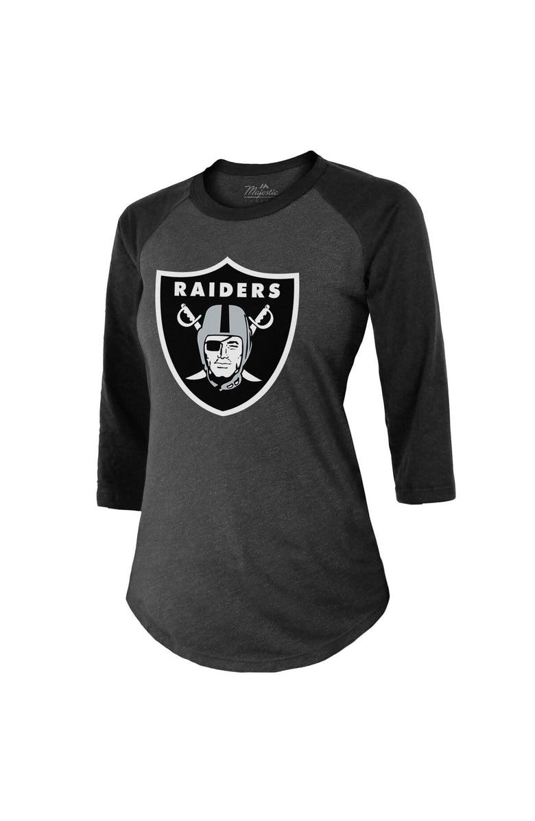 Majestic Threads Women's Majestic Threads Davante Adams Black Las Vegas Raiders Player Name & Number Tri-Blend 3/4-Sleeve Fitted T-Shirt, Alternate, color, 