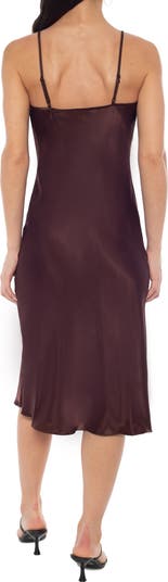 Satin Cowl Neck Midi Dress