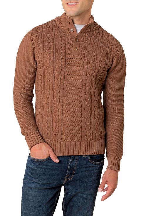 Organic Mock Neck Cable Sweater