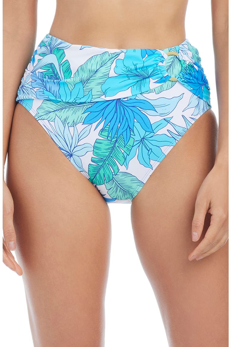 Draped High Waist Bikini Bottoms, Main, color, COOL