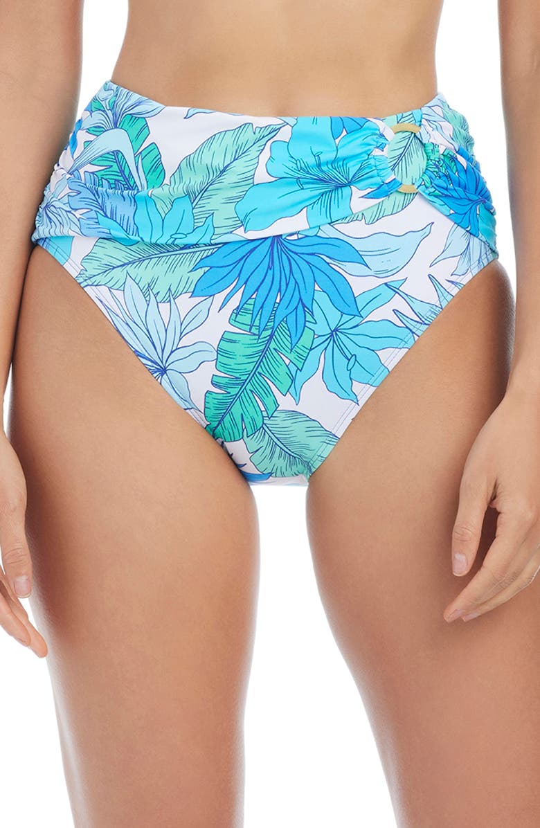 BLEU by Rod Beattie Draped High Waist Bikini Bottoms, Main, color, Cool