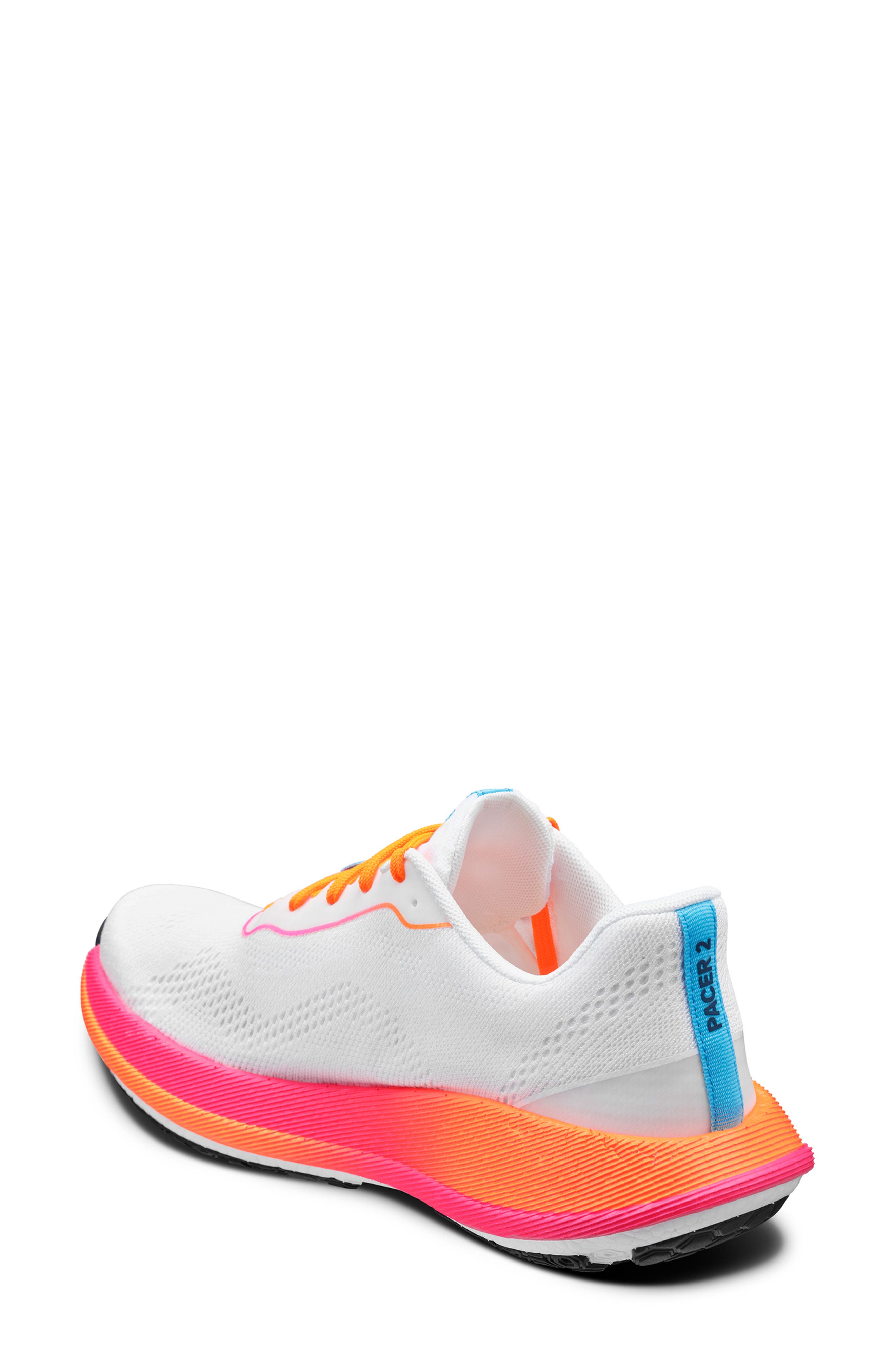 Pacer Low Top Running Shoe, Alternate, color, WHITE/ FLOURANGE