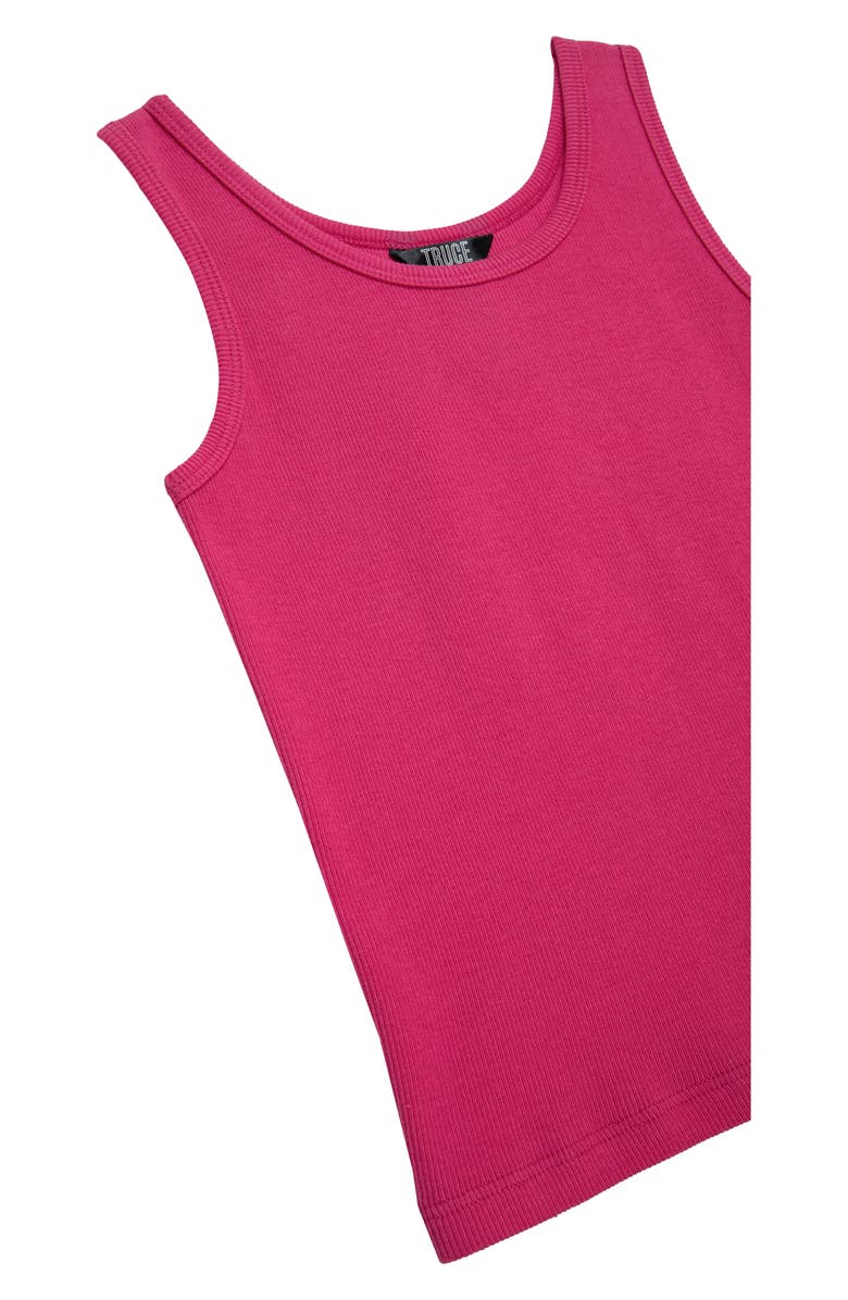 Truce Kids' Appliqué Sweatshirt, Tank & Flare Leg Sweatpants Set, Alternate, color, Dark Pink