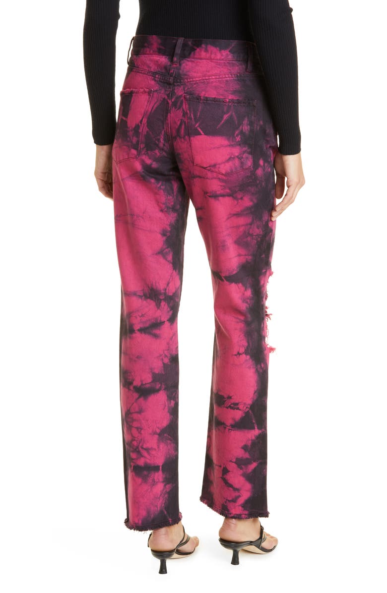 Alice + Olivia Genevieve Tie Dye Distressed Baggy Jeans, Alternate, color, 