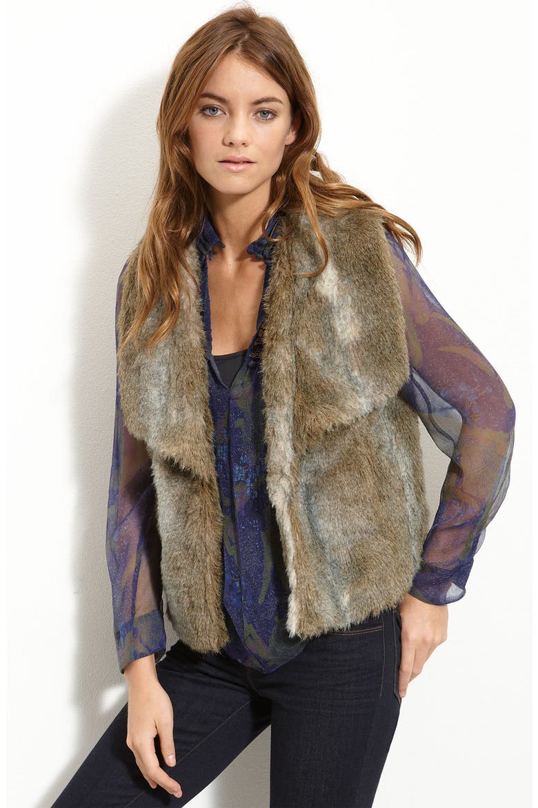 Exaggerated Collar Faux Fur Vest, Main, color, MUTED NATURAL