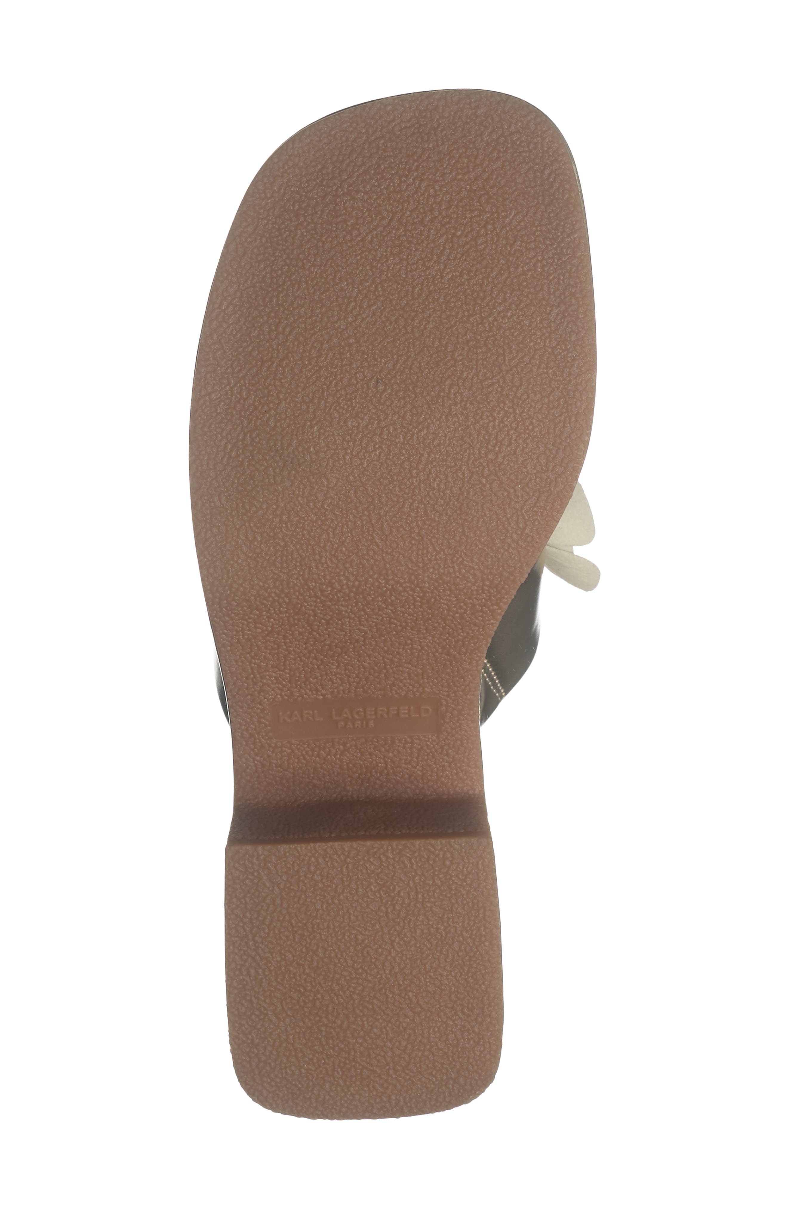 KARL LAGERFELD PARIS Moracco Flower Platform Slide Sandal, Alternate, color, White Gold