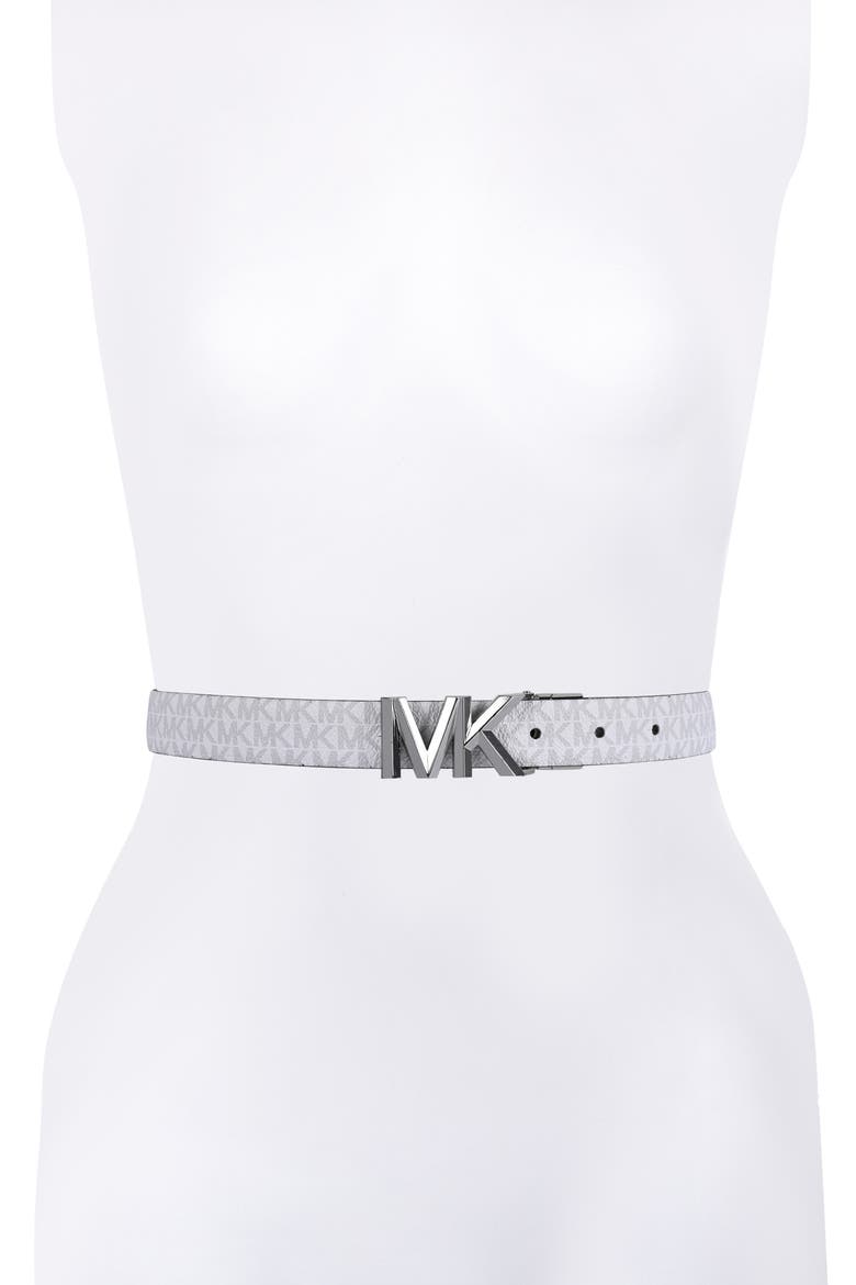Monogram Reversible Leather Belt, Alternate, color, BRIGHT WHITE